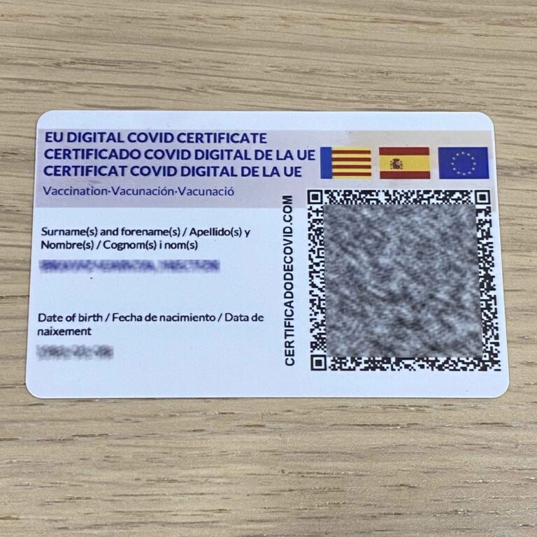 Tarjeta certificado COVID